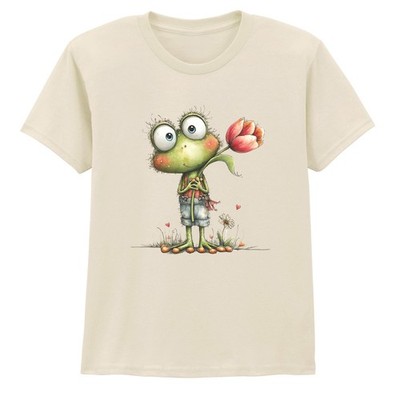 Süßer Frosch hält Tulpe Blume Jungen Mädchen Kinder T-Shirt Garten Geschenk für Kinder