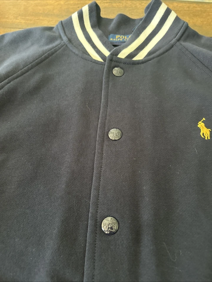 Chaqueta Universitaria Polo Ralph Lauren Bordada en la Espalda Azul Marino/Blanco Para Hombre Pequeña Foto 4 de 4