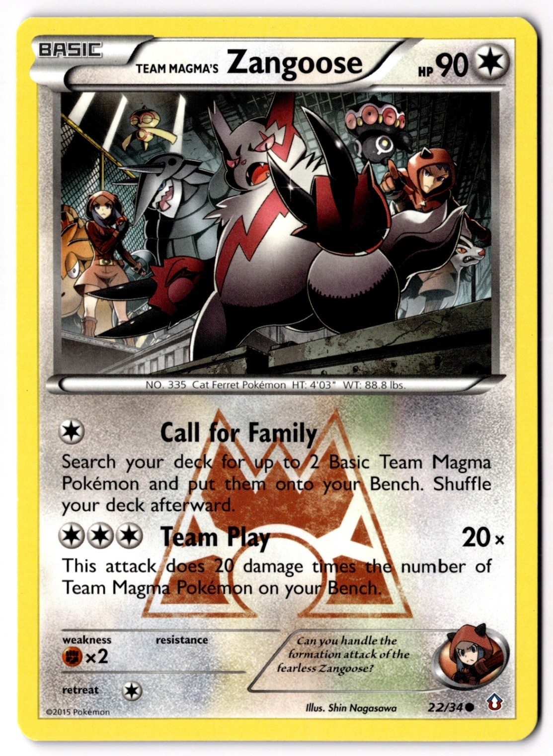 Team Magma's Zangoose Common Double Crisis 22/34 LP