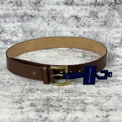 NWT Tommy Hilfiger Men's Leather Belt Brown Medium MSRP $36.00