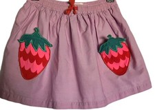 Mini Boden Toddler Skirt Size 3-4 Yrs Strawberry Applique Pockets Lavender Flaw