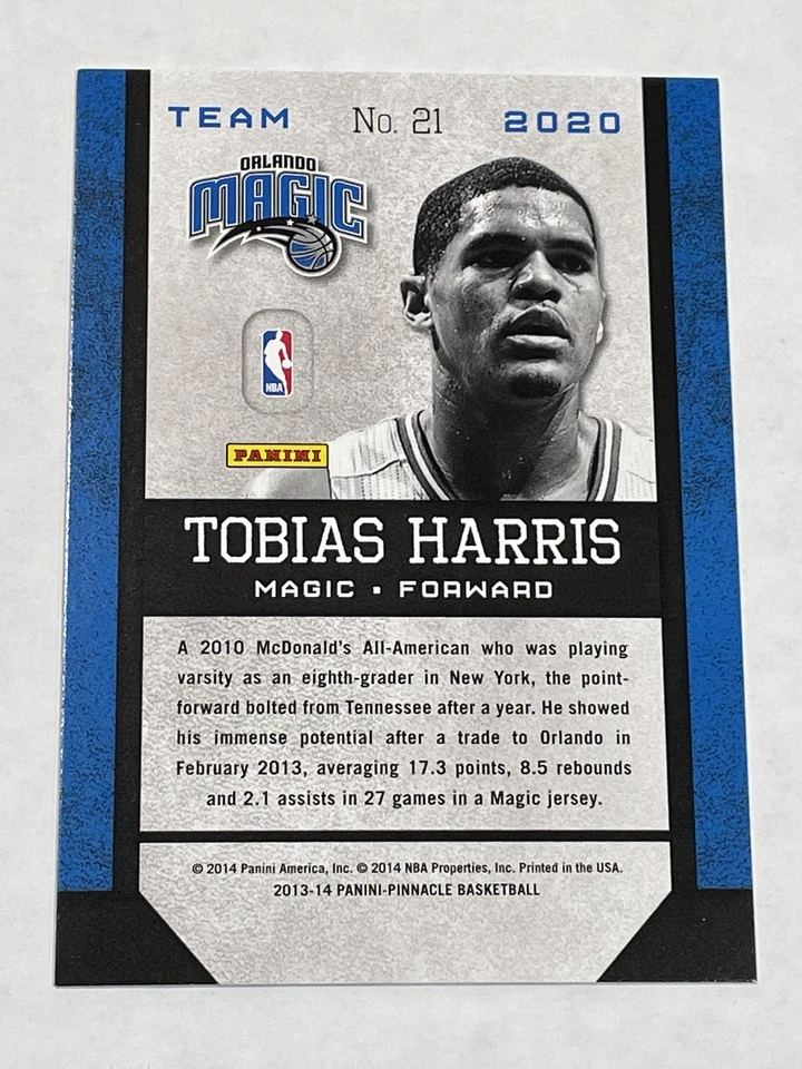 2013-14 Pinnacle Basketball Team 2020 - Tobias Harris - Orlando Magic - Image 2 of 2