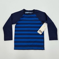 Tea Collection Boys Long Sleeve Rash Guard Navy and Blue Striped Rashguard 2 NWT