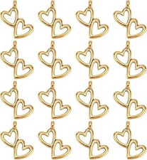 100Pcs Double Heart Charms Heart-To-Heart Pendants Alloy Love Heart Charms Tibet