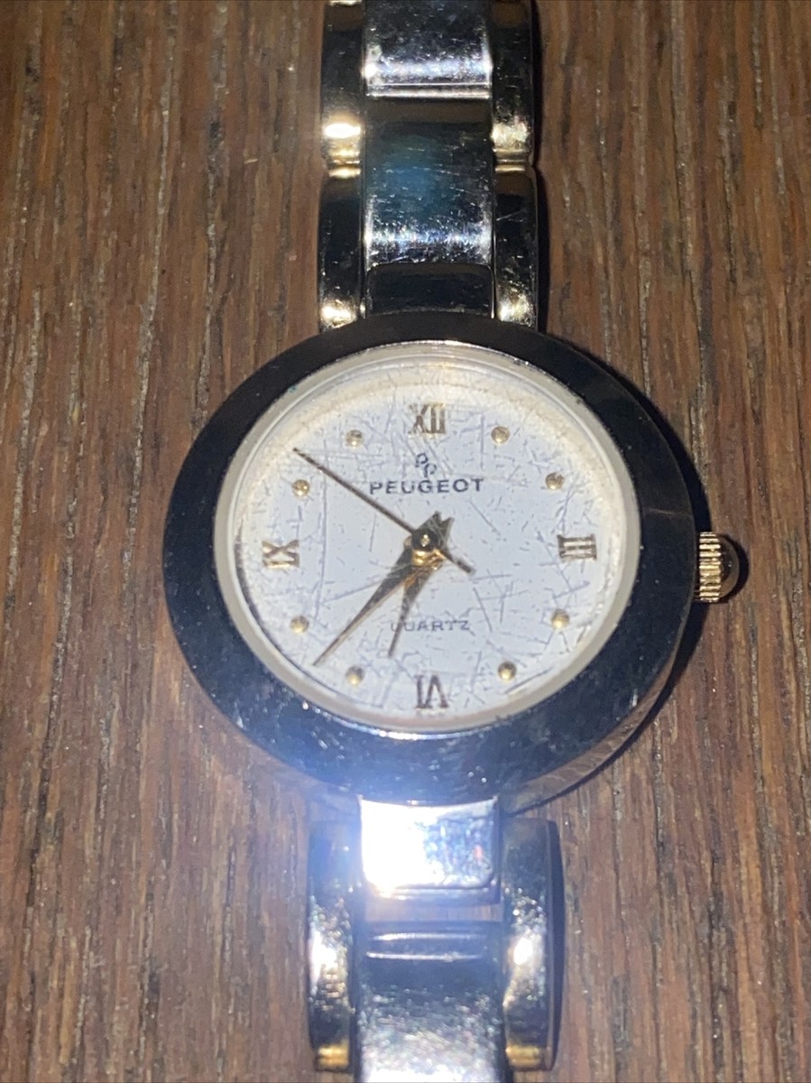 Ladies Peugeot Quartz Watch silver and gold face circle (watch work perfectly) Peugeot | Accessories | Ladies Peugeot Quartz Watch Silver  main image 4