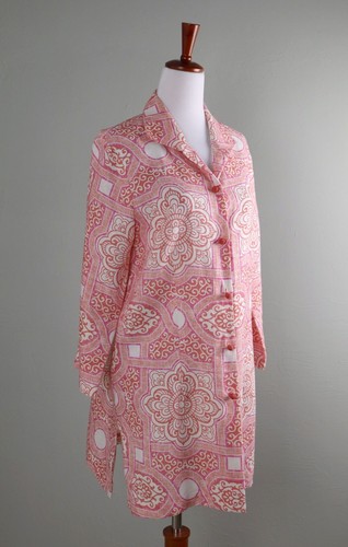 CONNIE ROBERSON $348 Medallion Print Long 100% Linen Jacket Top Size Small - Picture 2 of 6