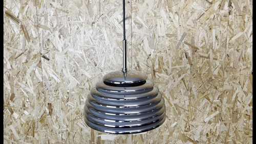 60er 70er Jahre Deckenlampe Staff Leuchten Kazuo Motozawa Saturno Chrom Design - Video 1 of 1