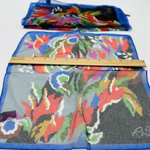 Vintage Cacharel Paris Loulou Tableau Handkerchief Scarf Italy Signed 4 pieces - Picture 7 of 9