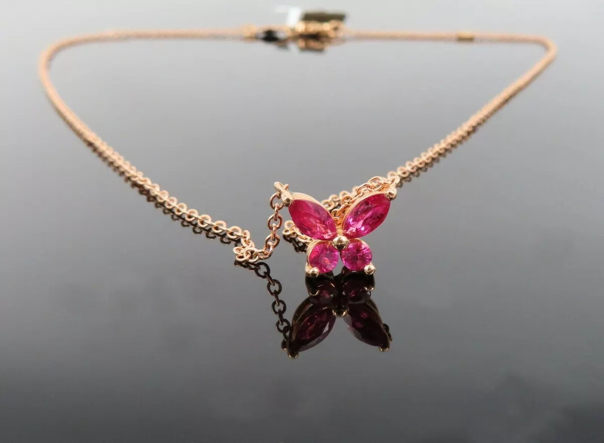 Fine 0.88ct Natural Burma Ruby 18K Rose Gold Butterfly Necklace eBay