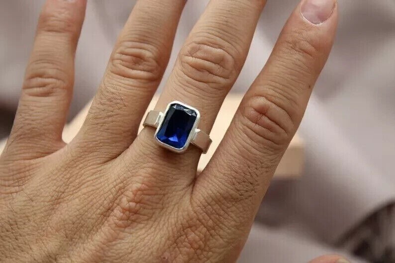Emerald Cut Ct Sapphire Ring Emerald Cut Natural Blue Sapphire 18k