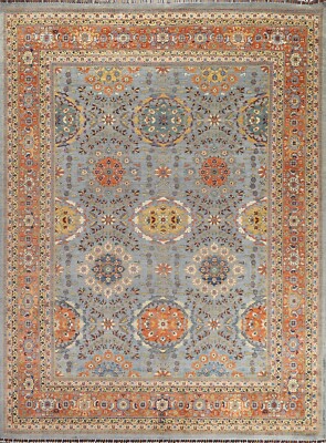 LIGHT BLUE Vegetable Dye Ziegler Oriental Floral Area Rug Hand-knotted Wool 8x10
