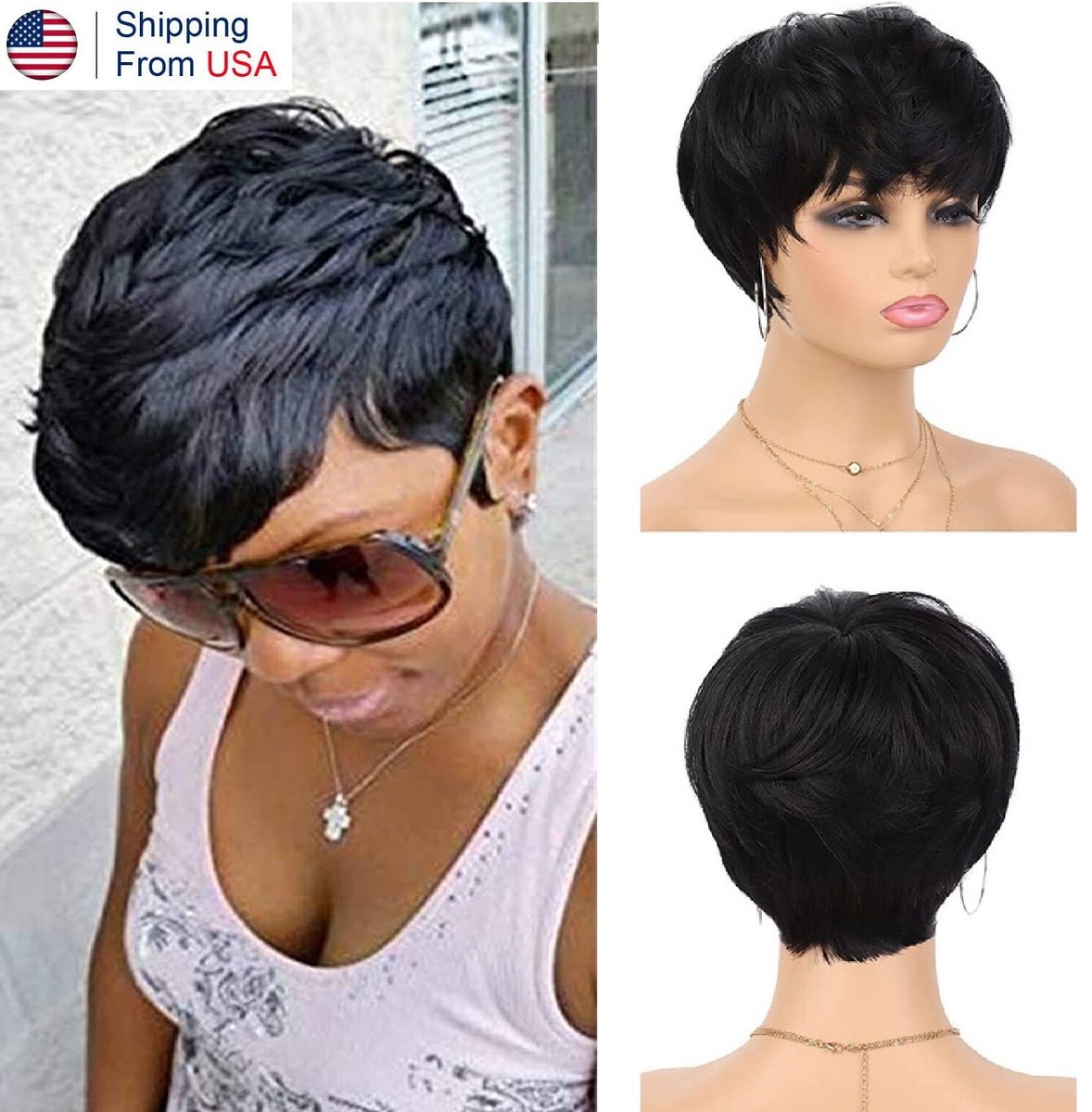 Short Pixie Wigs Brazilian Human Hair Pixie Cut Wigs Short  display picture 1
