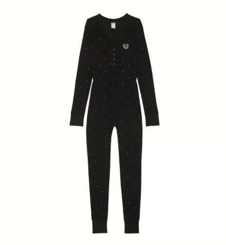 Victoria's Secret PINK Thermal Bling Sleep One Piece Pajama Diamante Small - Picture 2 of 2