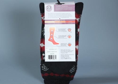 MUK LUKS HEAT RETAINERS BLACK, RED & WHITE Womens Termal Socks Sz 6-11 - Picture 2 of 2