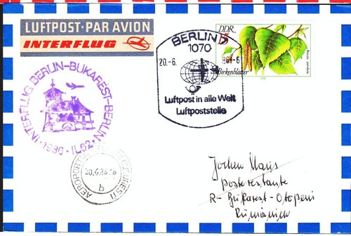 3x INTERFLUG 1986 "Bukarest - Berlin" Erstflüge IL62 !! H/L T.III 467/68, 36P. - Bild 3 von 4