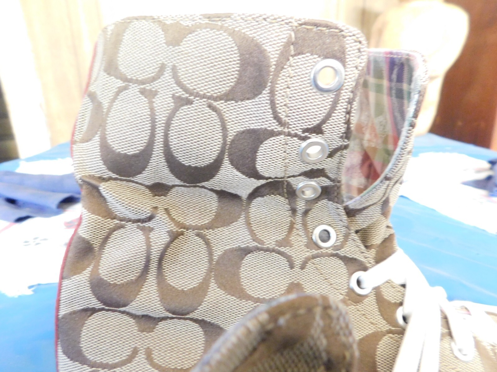 COACH Tan Monogram Bonney High Top Womens Sneakers S… Gem