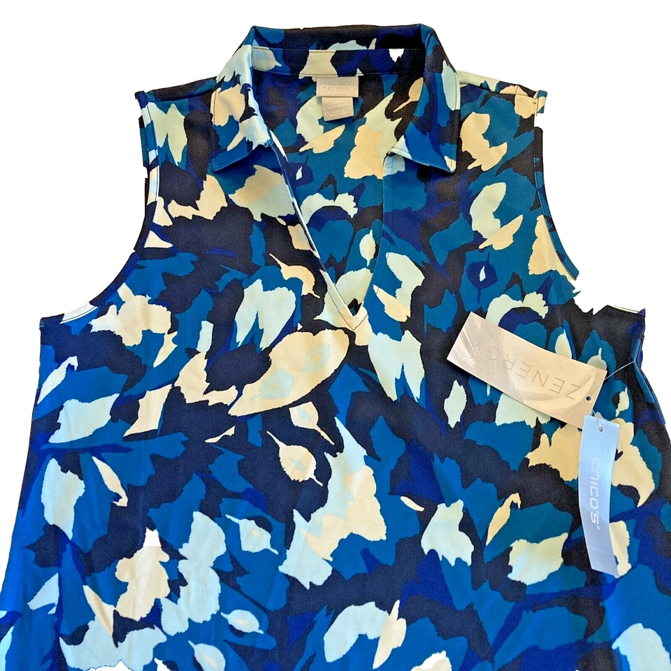 Camiseta sin mangas deportiva de golf Chico's Zen para mujer pequeña 00 Aurora verde azulado ultravioleta NUEVA etiqueta Foto 2 de 4