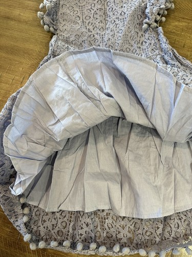 NWT 2 Bunnies Little Girls Sky Blue Sunflower Lace Pom Pom Ruffle Dress Size 5 - Bild 6 von 10