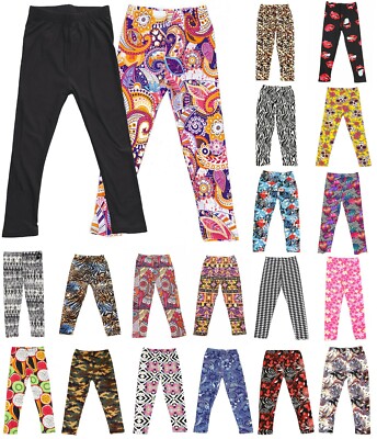 Girls' Buttery Soft Comfort Stretch Printed Leggings  Small to Large(4T-10/12)