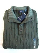 NEW ARROW Men's Sweater Size XL Heavy Knit Dark Green Mock Neck Cable NWT