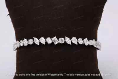 10.37 Ct Multi Shape Lab-Created Diamond Tennis Bracelet 14k White Gold Finish