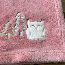Cloud Island Pink Owl Pine Trees Baby Blanket 26.5  x30  