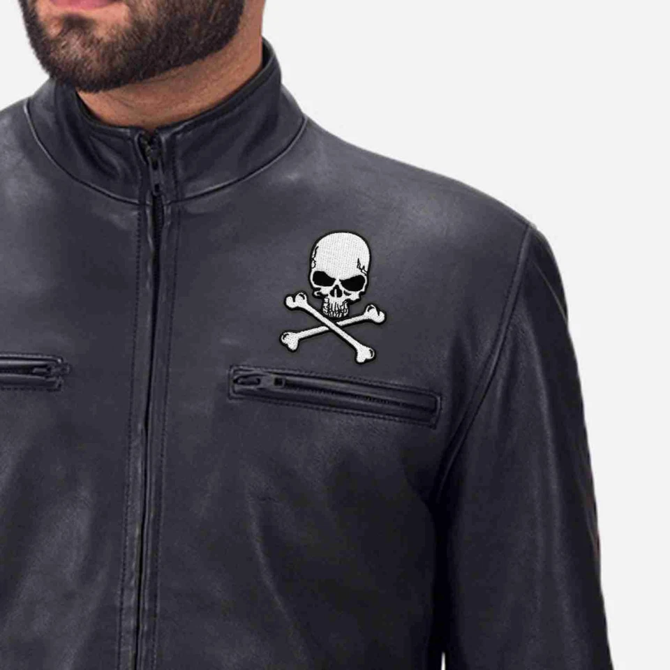 Patches de caveira e ossos cruzados (pacote com 3) apliques bordados de ferro em remendo de caveira - Imagem 4 de 4