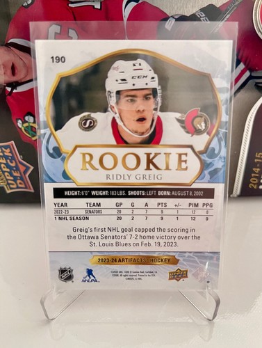 🔥 2023-24 Upper Deck Artifacts RIDLY GREIG 01/15 FIRST PRINT RC Rookie - Bild 2 von 2