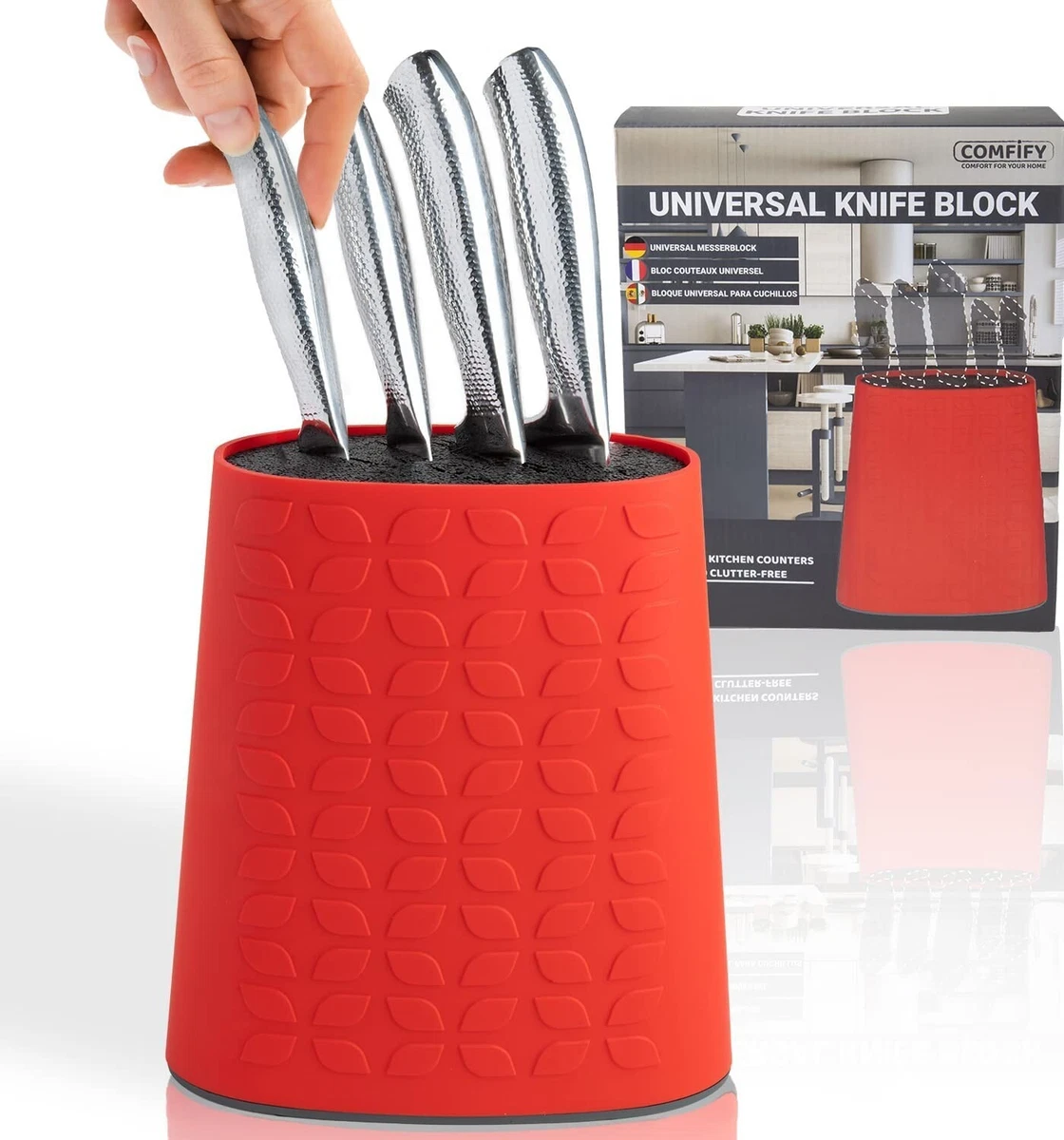 Universal Knife Block without Knives and Utensil Holder for