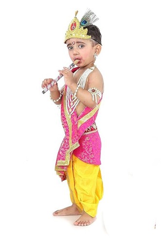 Vestido Baby Krishna Kanha JI para Janmashtami con Mukut y Flauta Talla 6 Meses - Imagen 4 de 5