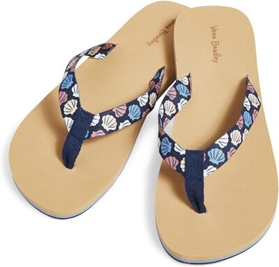 NEW Vera Bradley Webbing Strap Morning Shells Flip Flop Women's Size Med. 7- 8