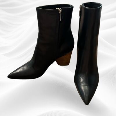 Paul Andrew Black Bootie Zip Point Toe Block heel Size 41EUR/10.5 US