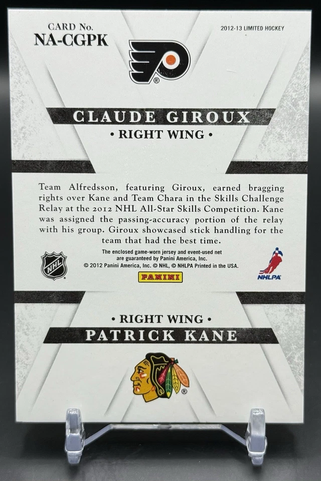 2012-13 Panini Limited Net Assets Claude Giroux/Patrick Kane 43/99 Game Worn - Image 2 of 2