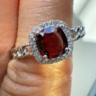 925 Sterling Silver Ring 5mm Natural Rhodolite Garnet Zircon Handmade Chain Gift — photo 3