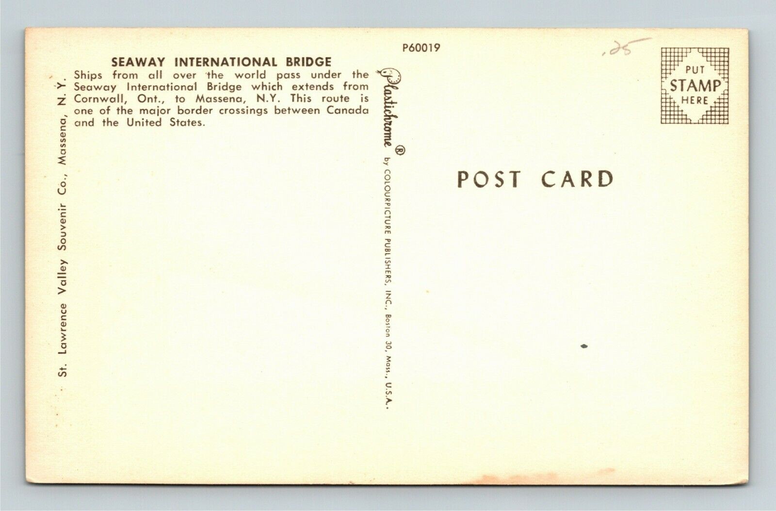 Massena NY-New York, Seaway International Park, Ships, Vintage Postcard