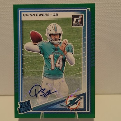 Panini Donruss Rated Rookie Green Auto Quinn Ewers #342 Dolphins 2025