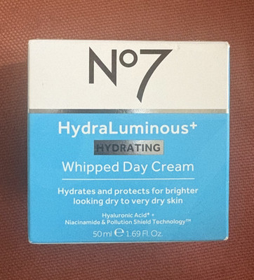 No7 Face Lotion HydraLuminous+ Whipped Day Cream, Hydrates & Protects, 1.6oz NEW