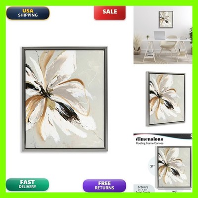 Stupell Industries Expressive Cornelia Flower Floating Frame Canvas Art