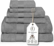 Premium Staple Cotton Bathroom Towel Set - Gray 600 GSM 6-Piece Luxury Bath Towe