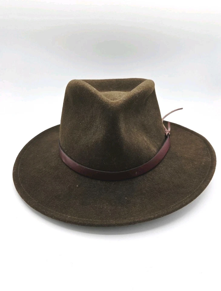 VTG Dorfman Pacific Calif  Hat Brown Wool Felt Leather Band Western Campaign HTF - Image 2 of 4