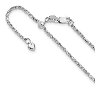 14K Weißgold 1,6 mm Spiga (Weizen) Kette Halskette 22 Zoll Herren Damen