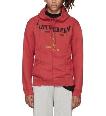 Vetements  Red Antwerp Fitted Cut Up Hoodie - Large