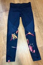 Joy Lab Leggings Womens S Blue Tropical Print Workout Pants Gym Training Yoga