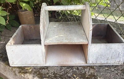 Panier Ancien de Rangement A Outils Jardin art populaire deco campagne Casier - Photo 1/4