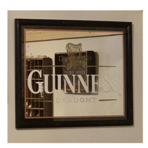 Guinness Draught Framed Beer Bar Mirror Wall Sign Breweriana Decor