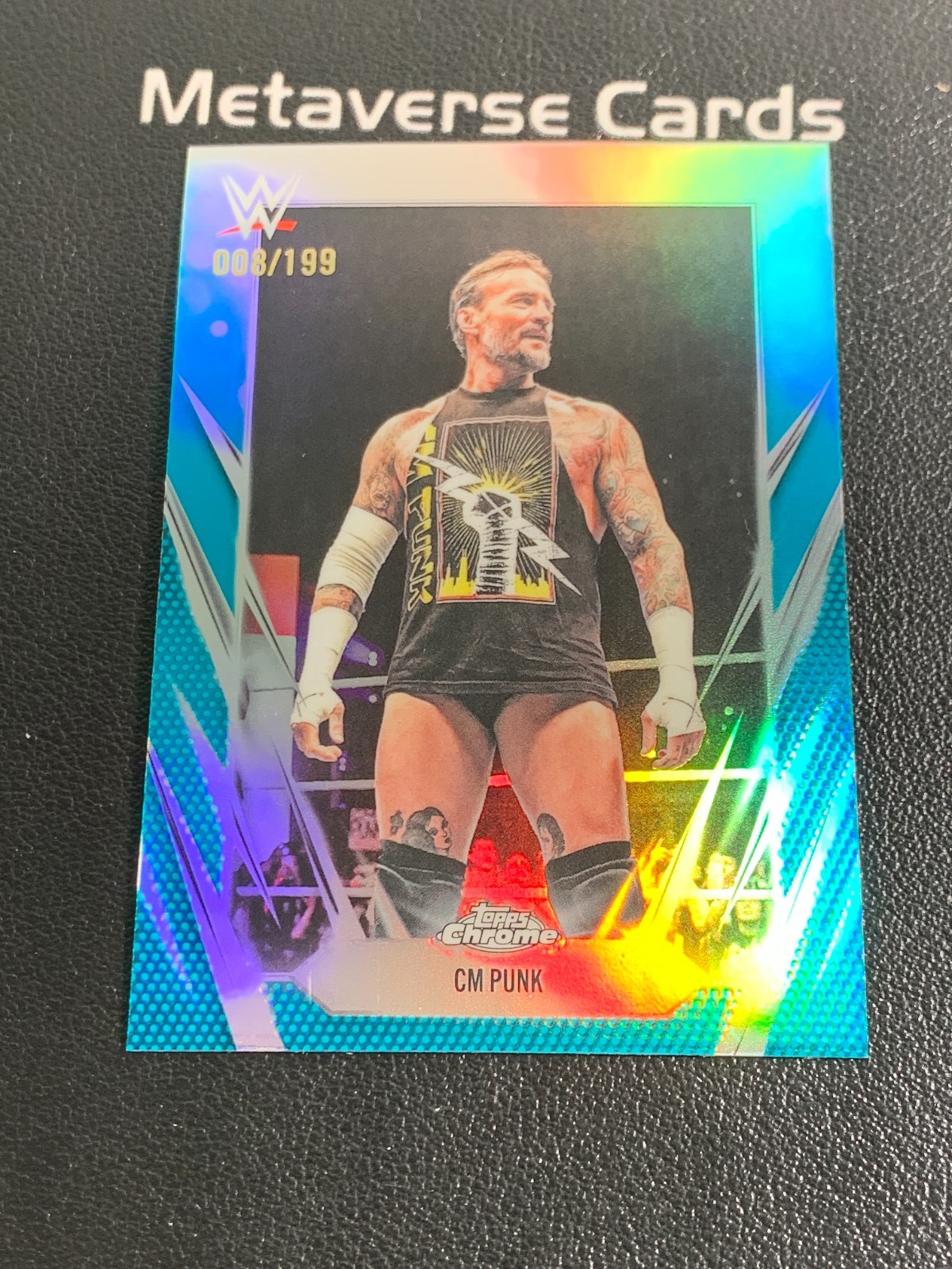 2026 Topps Chrome WWE #49 CM Punk Aqua Refractor 008/199