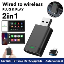 2 in 1 Android Auto Wireless Adapter & Wireless CarPlay Adapter Plug Play Car