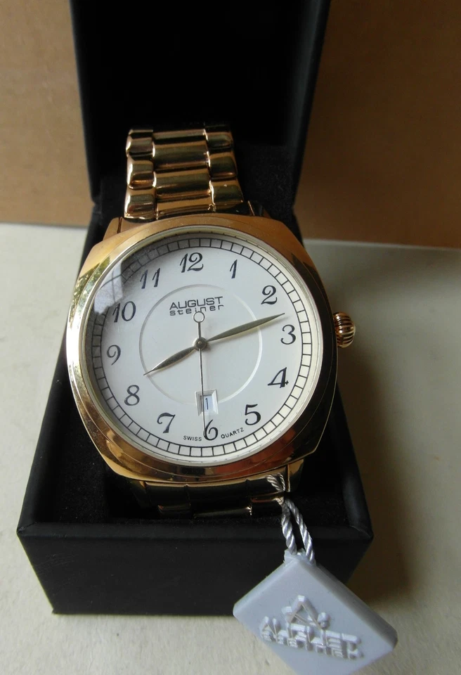 Men's August Steiner AS8160YG Three Hand Movement Date Quartz Bracelet Watch - image 2 of 4