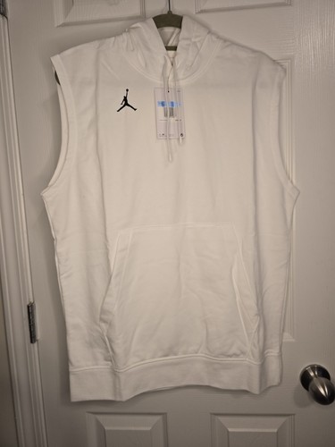 NUEVO CON ETIQUETAS - Sudadera con capucha sin mangas Nike Air Jordan para hombre mediana blanca negra Dri Fit Terry - Imagen 1 de 4