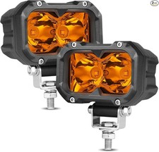 LED Fog Lights, 2Pcs 4 Inch LED Pods Yellow Spot Driving Light 80W Yellow D